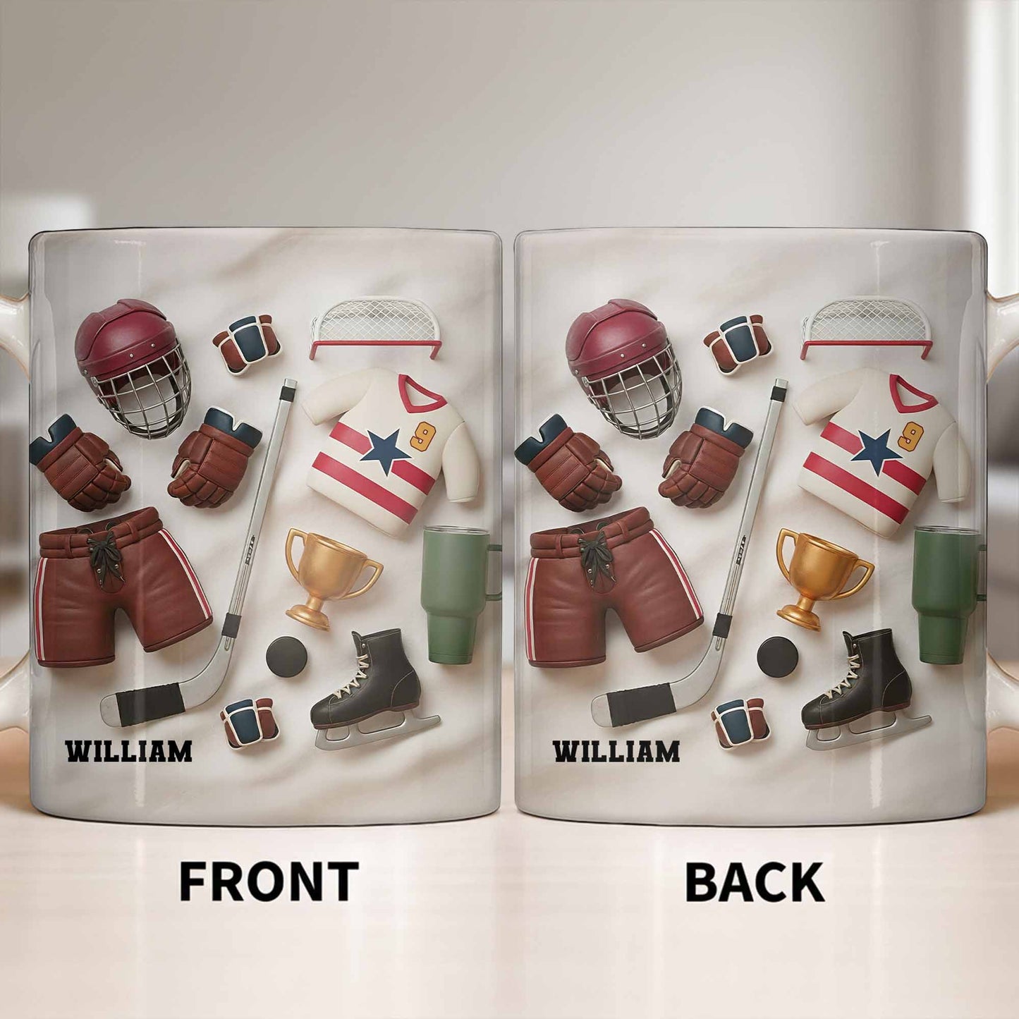 Celebrate Sports With Hockey Helmet and Boxing Gloves - Personalized Custom Coffee Mug - SPORT071_MG