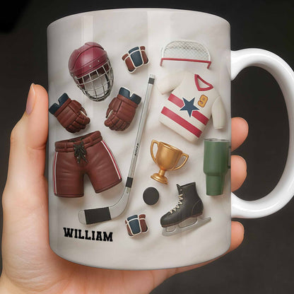Celebrate Sports With Hockey Helmet and Boxing Gloves - Personalized Custom Coffee Mug - SPORT071_MG