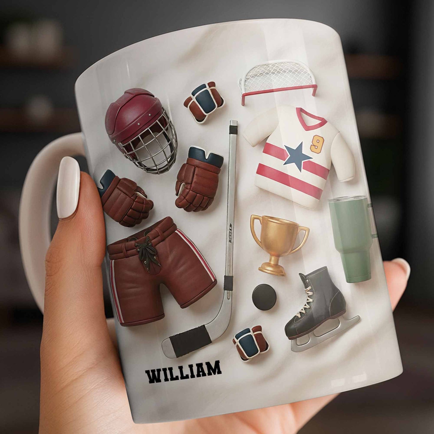 Celebrate Sports With Hockey Helmet and Boxing Gloves - Personalized Custom Coffee Mug - SPORT071_MG