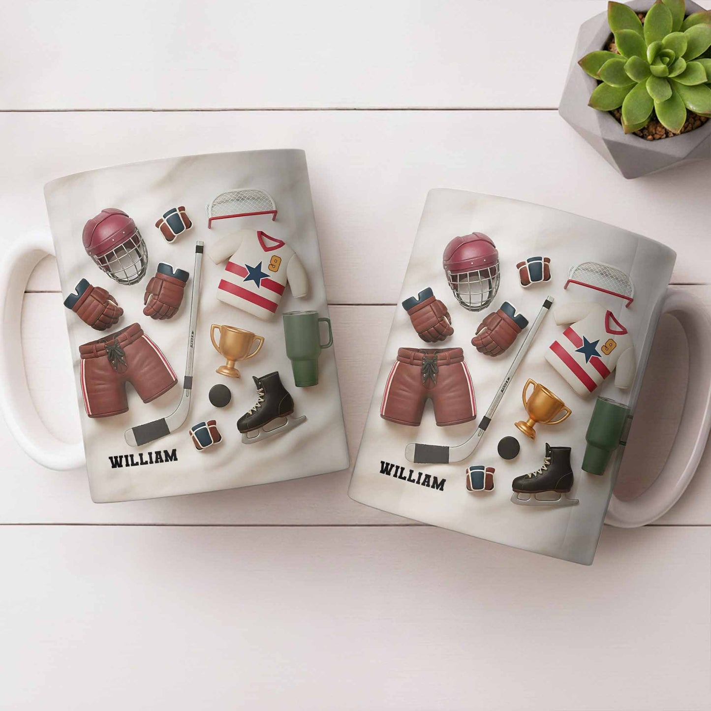 Celebrate Sports With Hockey Helmet and Boxing Gloves - Personalized Custom Coffee Mug - SPORT071_MG
