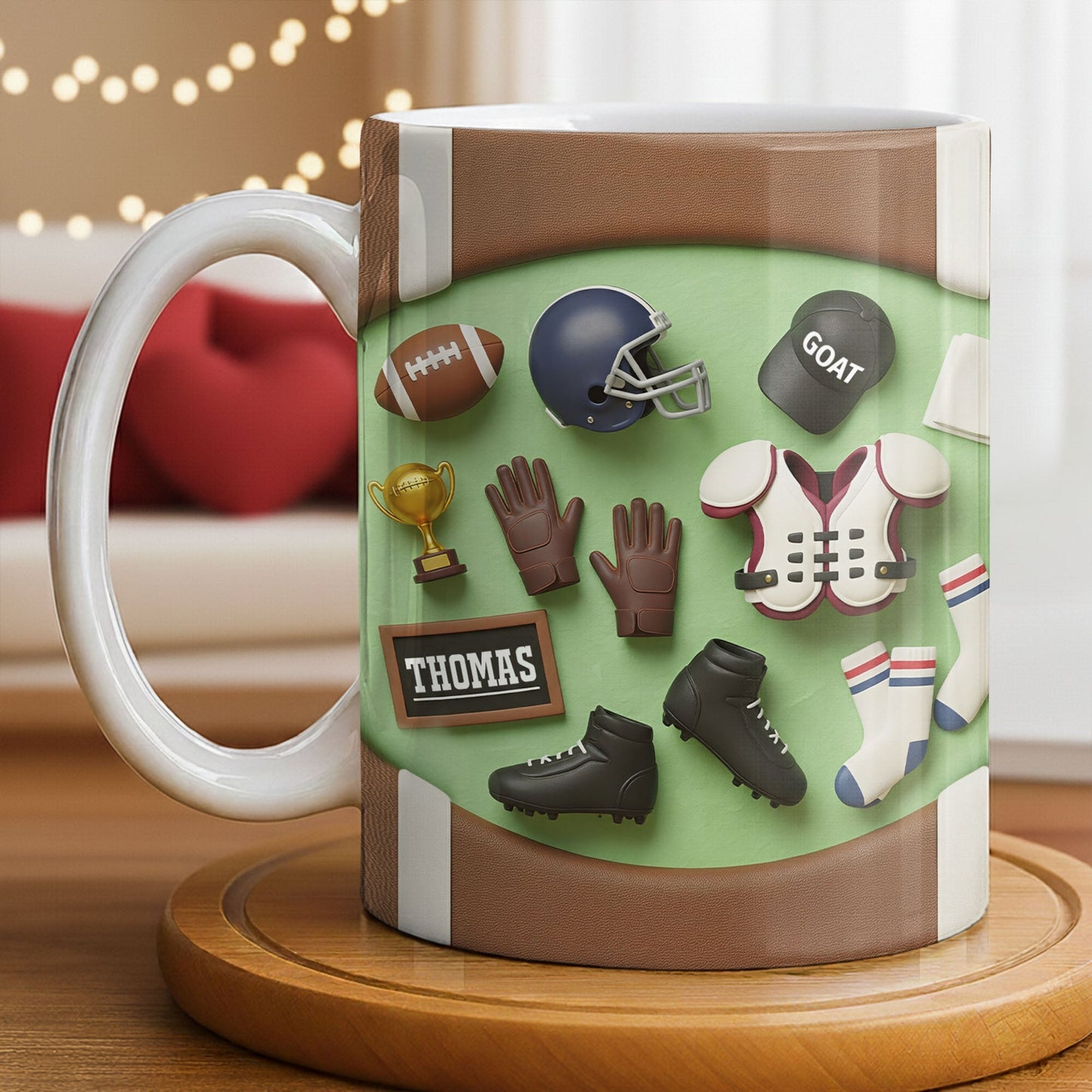 Celebrate Your Sports Achievements, Football And Helmet Design - Personalized Custom Coffee Mug - SPORT072_MG