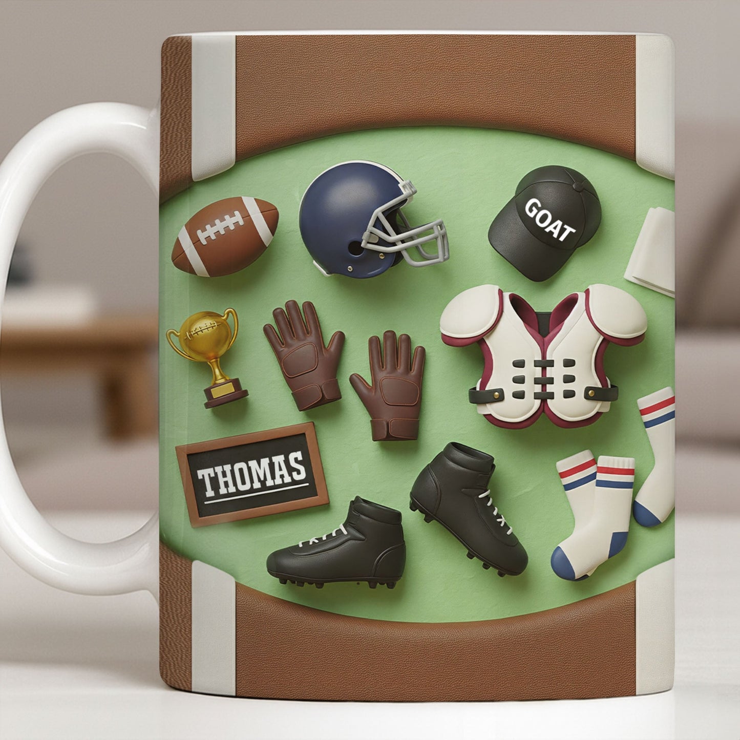 Celebrate Your Sports Achievements, Football And Helmet Design - Personalized Custom Coffee Mug - SPORT072_MG