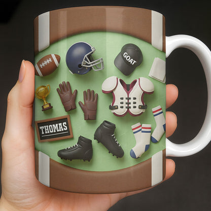 Celebrate Your Sports Achievements, Football And Helmet Design - Personalized Custom Coffee Mug - SPORT072_MG