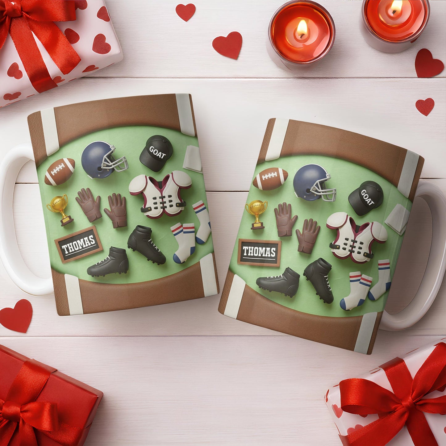 Celebrate Your Sports Achievements, Football And Helmet Design - Personalized Custom Coffee Mug - SPORT072_MG