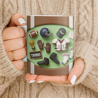 Celebrate Your Sports Achievements, Football And Helmet Design - Personalized Custom Coffee Mug - SPORT072_MG