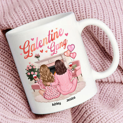 Galentine Gang Pretty Besties Sisters In House Personalized Mug, Mug, Social Club, Besties Gift