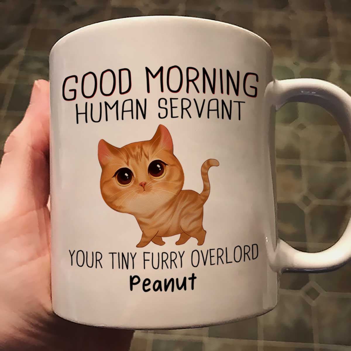 Watercolor Cute Cats Walking Good Morning Cat Human Servant Personalized Mug