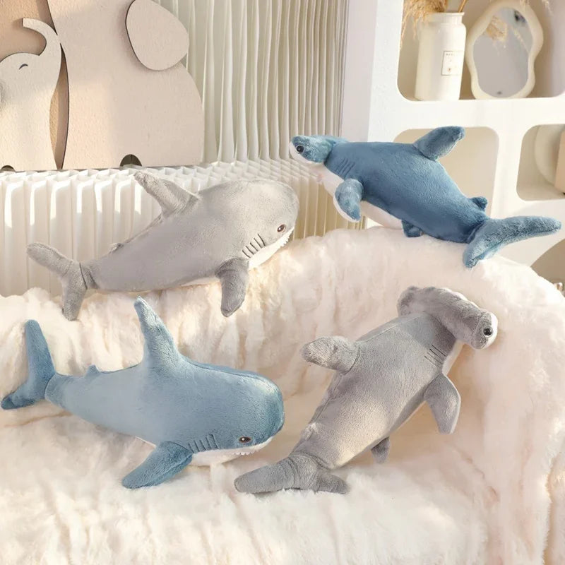 Cute Gray Blue Shark Plush Toy - Soft Stuffed Sea Animal Pillow for Kids