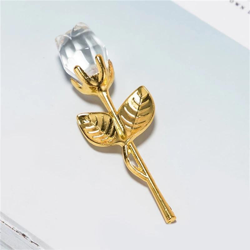 Crystal Glass Rose Figurine for Home and Gift Decor
