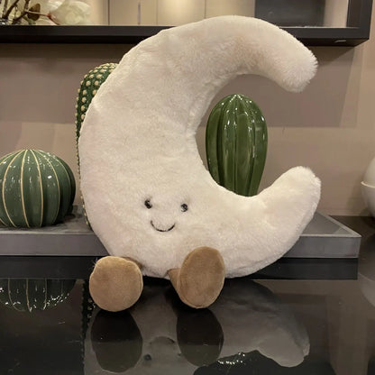 Smiling Sun and Moon Plush Pillow