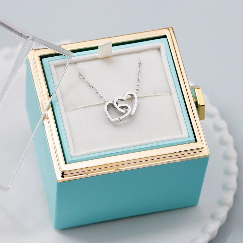 Personalized Heart Name Pendant Necklace with Rose Gift Box