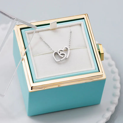 Personalized Heart Name Pendant Necklace with Rose Gift Box