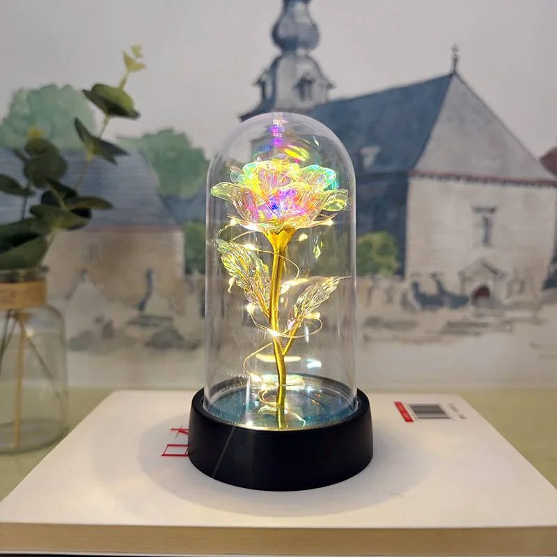 Eternal LED Rose in Glass Dome for Valentine's Day, Wedding, and Romantic Gifts