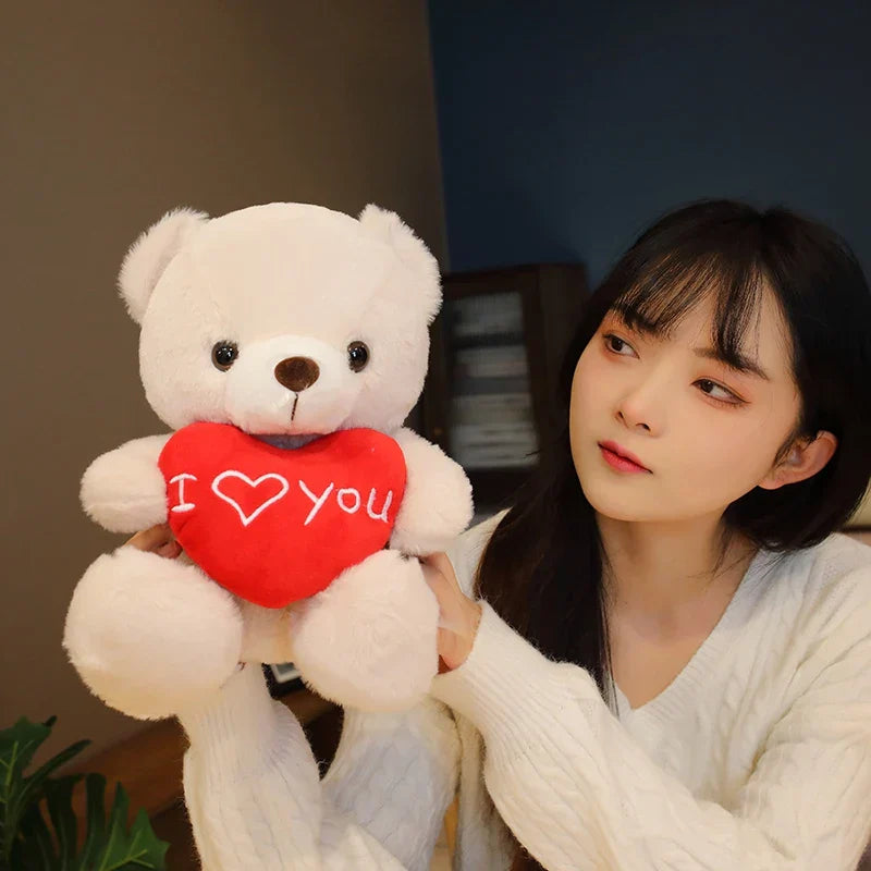28CM Teddy Bear Plush Toy Holding Heart I Love You