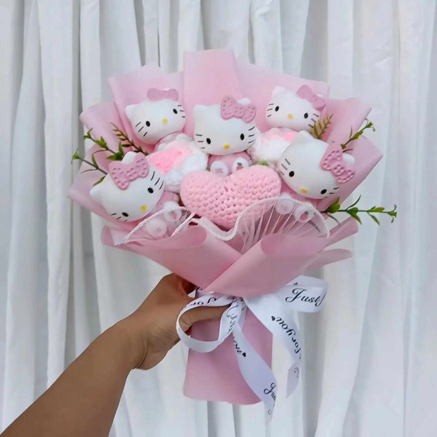 Cute Cat Plush Bouquet with Rose