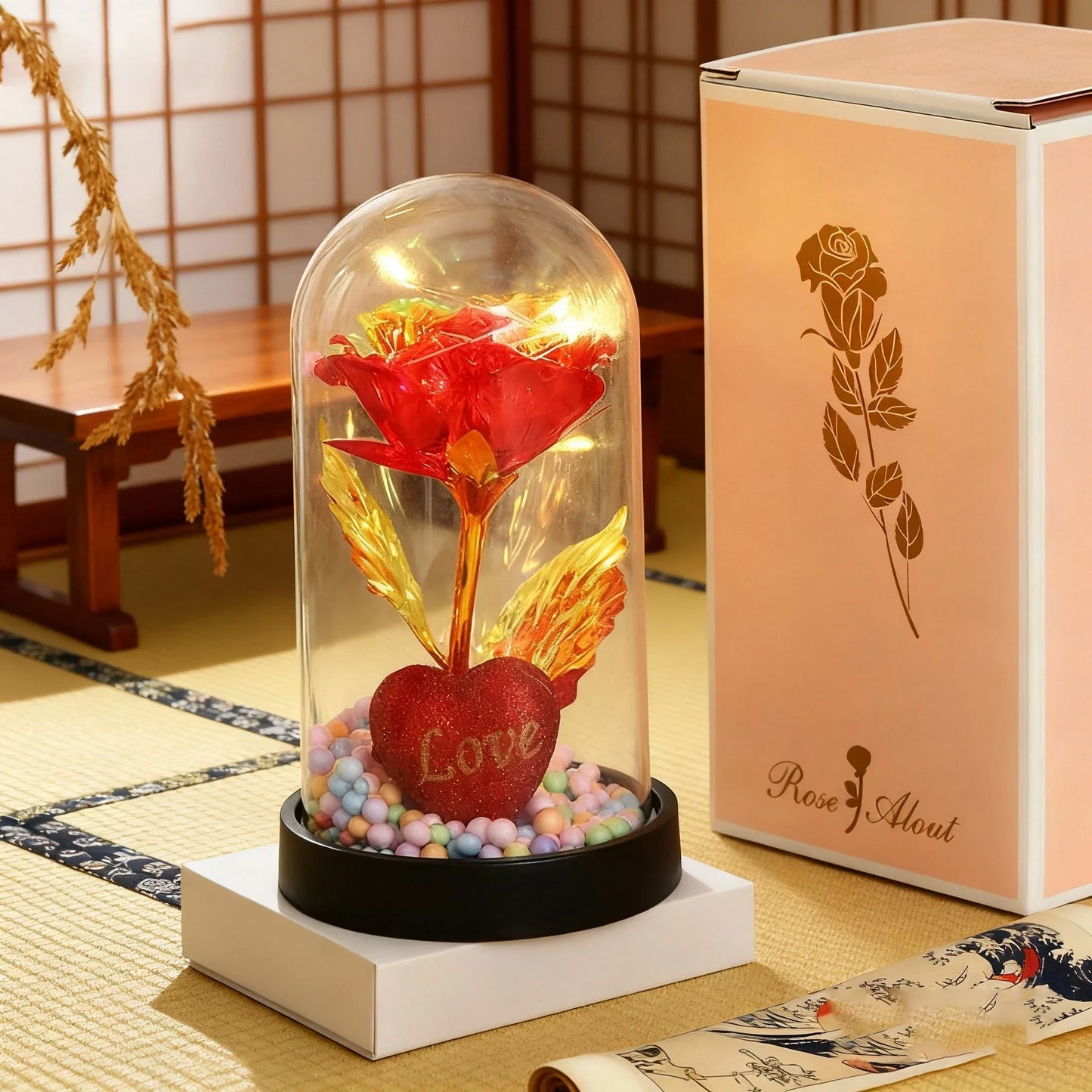 Golden Eternal Rose Night Light Decoration