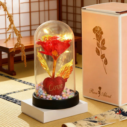 Golden Eternal Rose Night Light Decoration