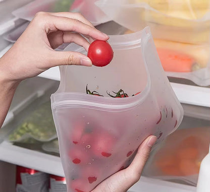 Silicone Food Storage Containers Stand-Up Zip-Shut Bags