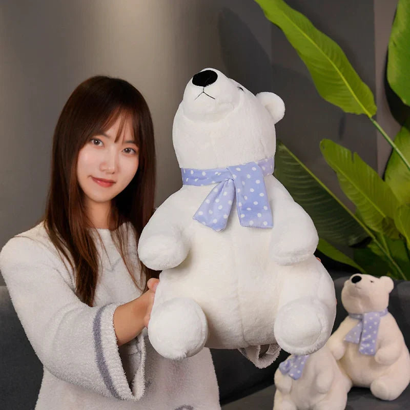 Cute Polar Bear Plush Toy with Scarf Soft Stuffed Gift