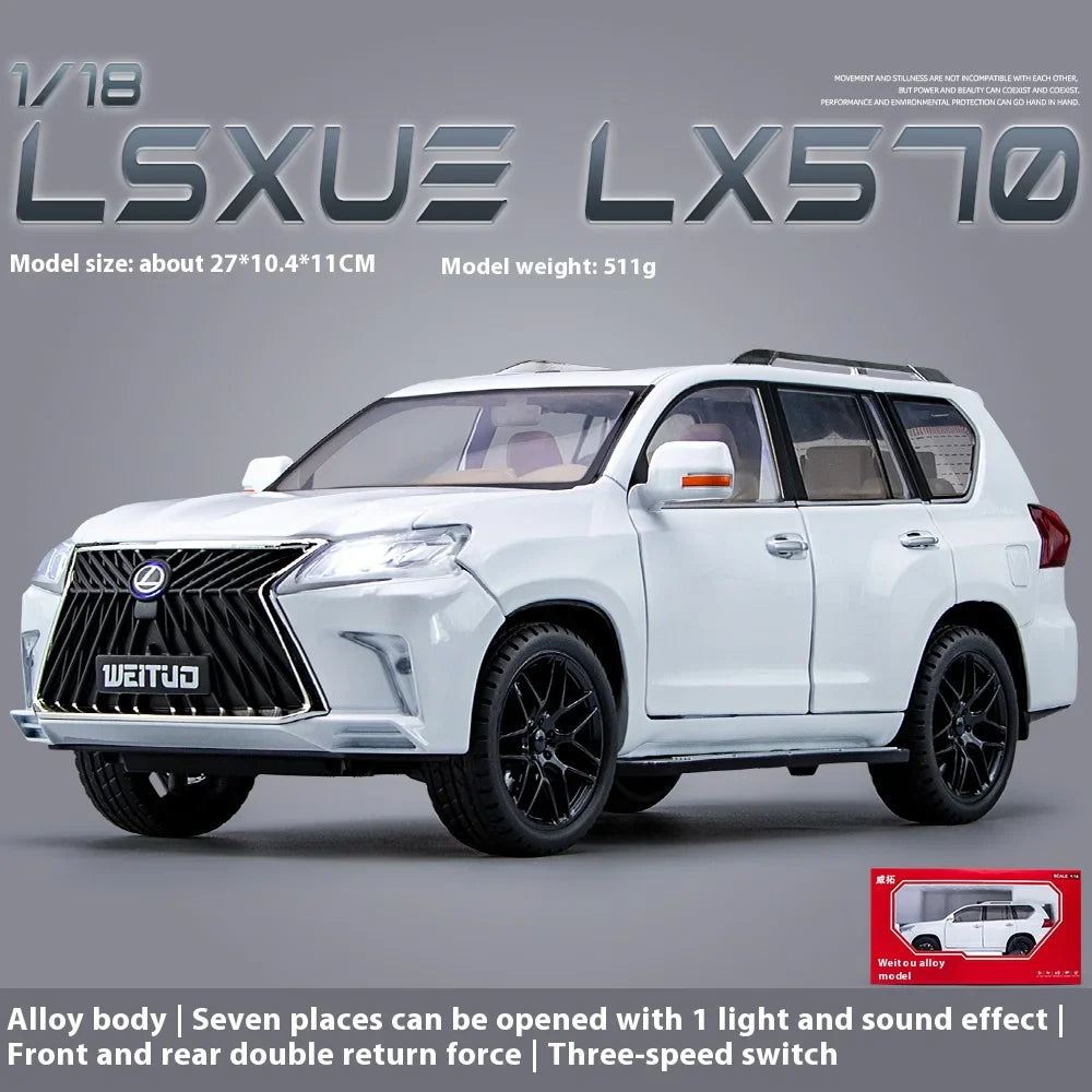 Large 1:18 Lexus LX570 Off-road SUV Metal Alloy Diecast Car