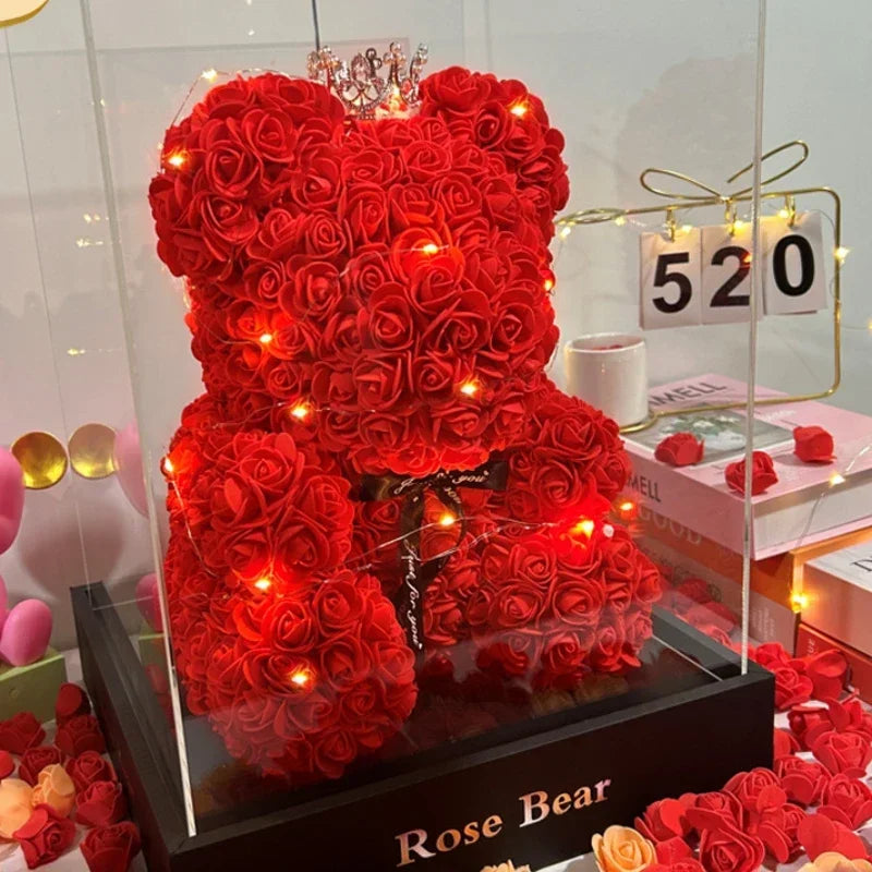 Eternal Rose Teddy Bear Artificial Floral Gift