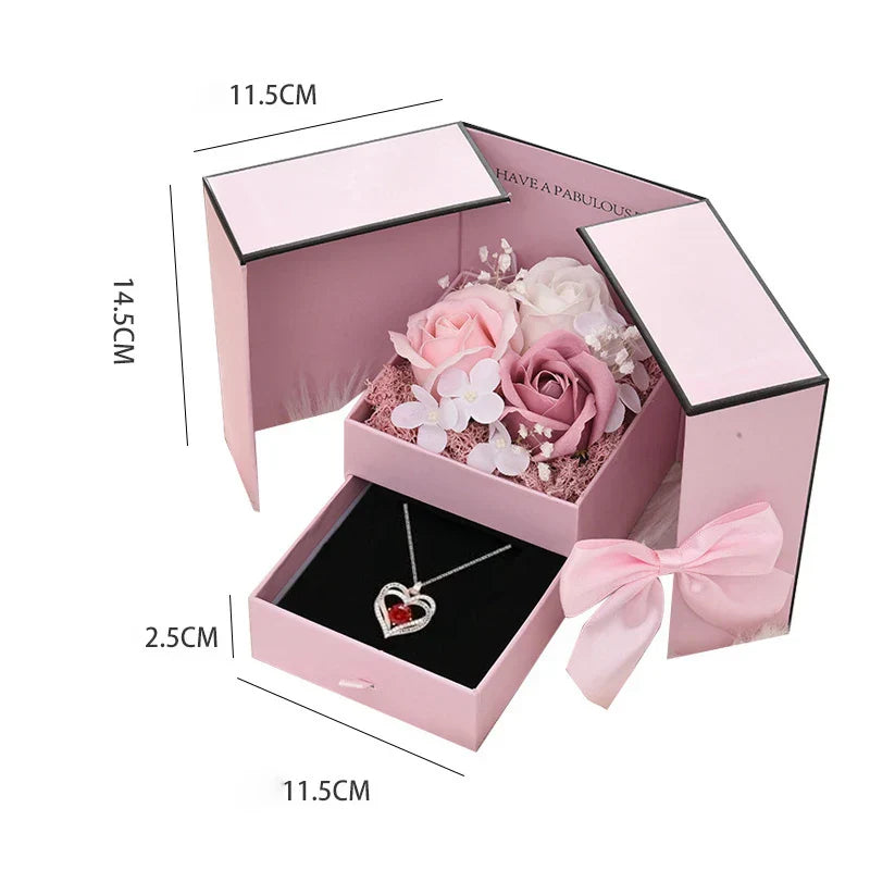 Luxury Rose Jewelry Gift Box With Bow
