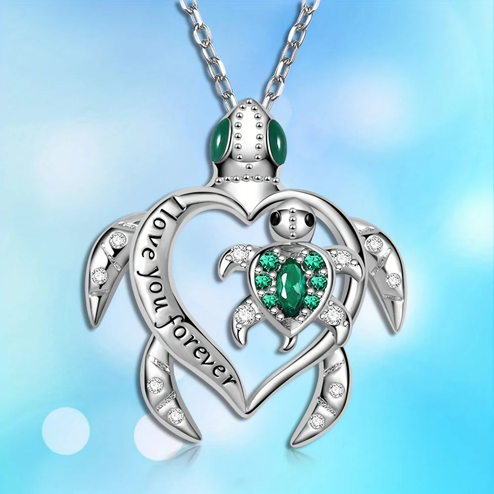 Sea Turtle Love Pendant Necklace