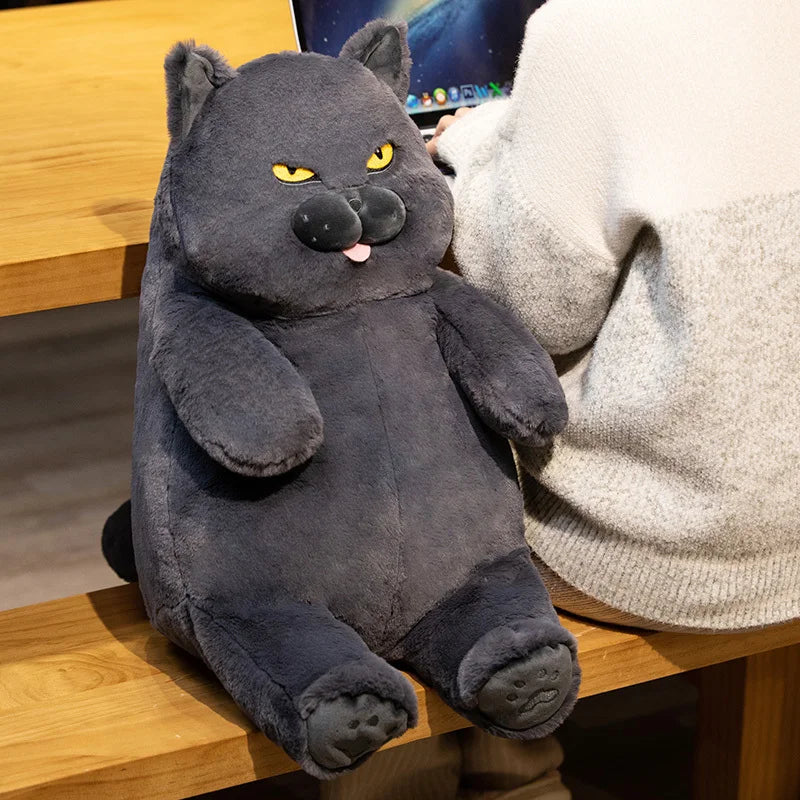 Chubby Black Cat Plush Stuffed Toy Soft Decorative Pillow