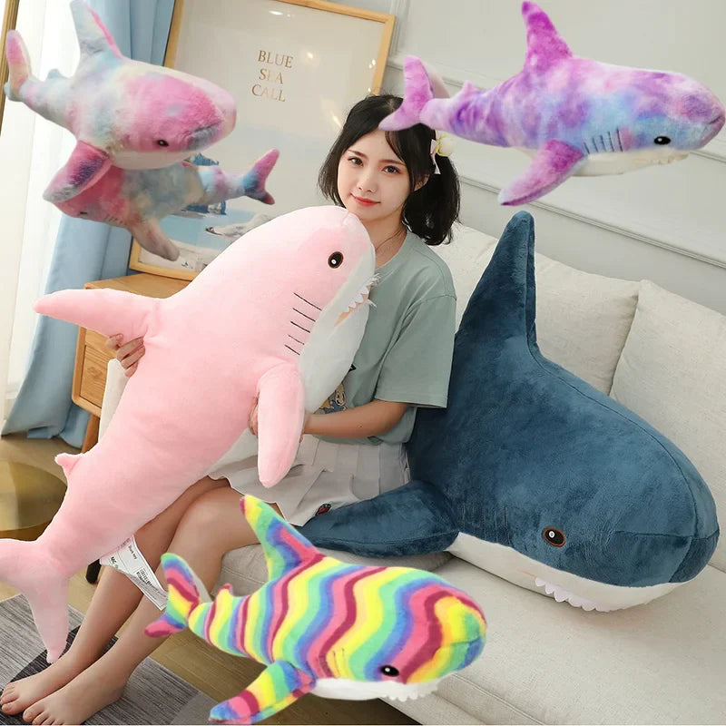 Colorful Shark Plush Pillow