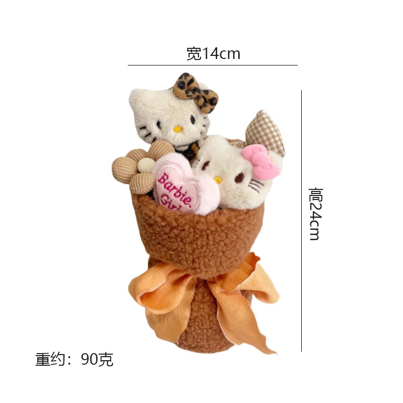 Hello Kitty Plush Toy Flower Bouquet Cute Gift 24cm