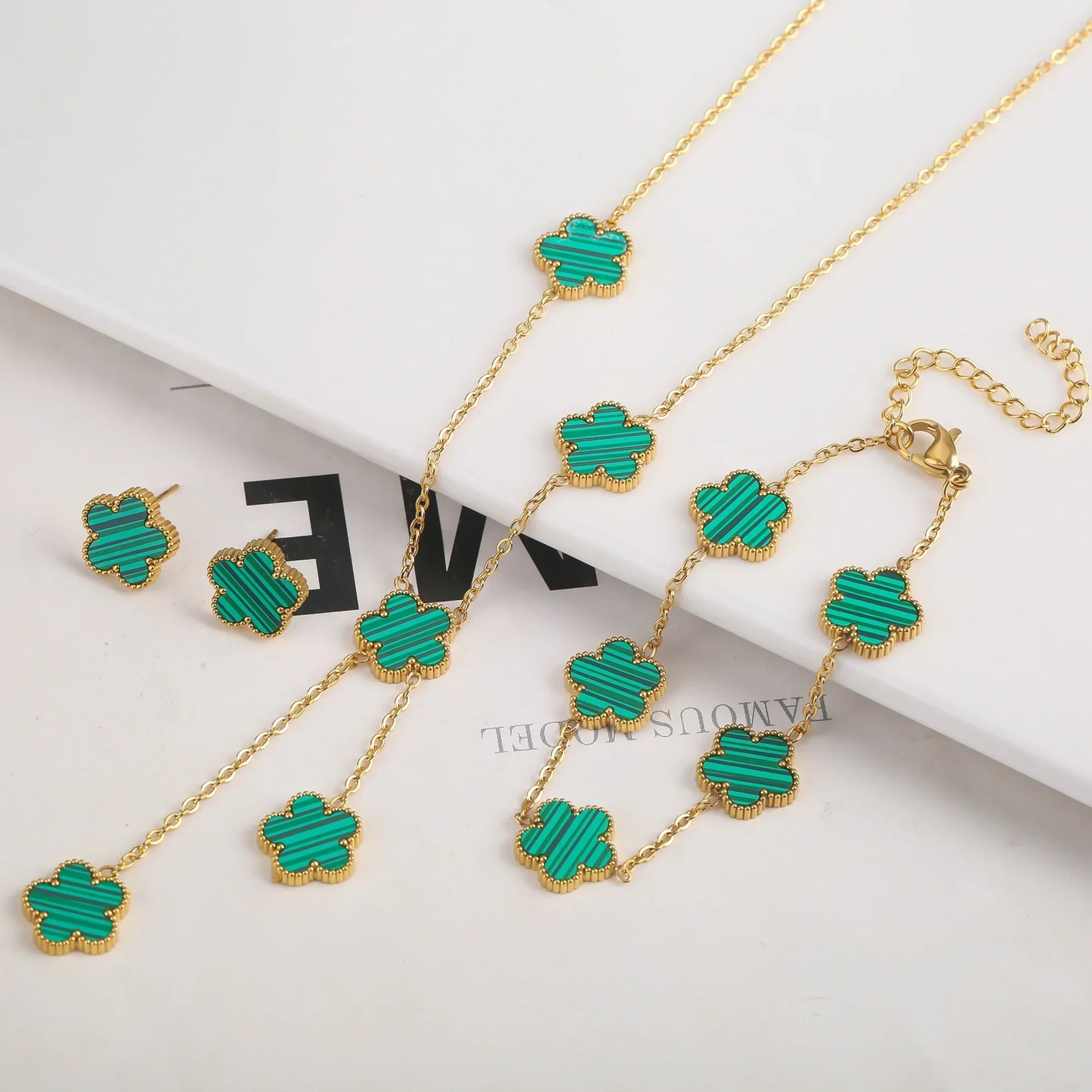 Gold Plated Five Leaf Flower Adjustable Bracelet
