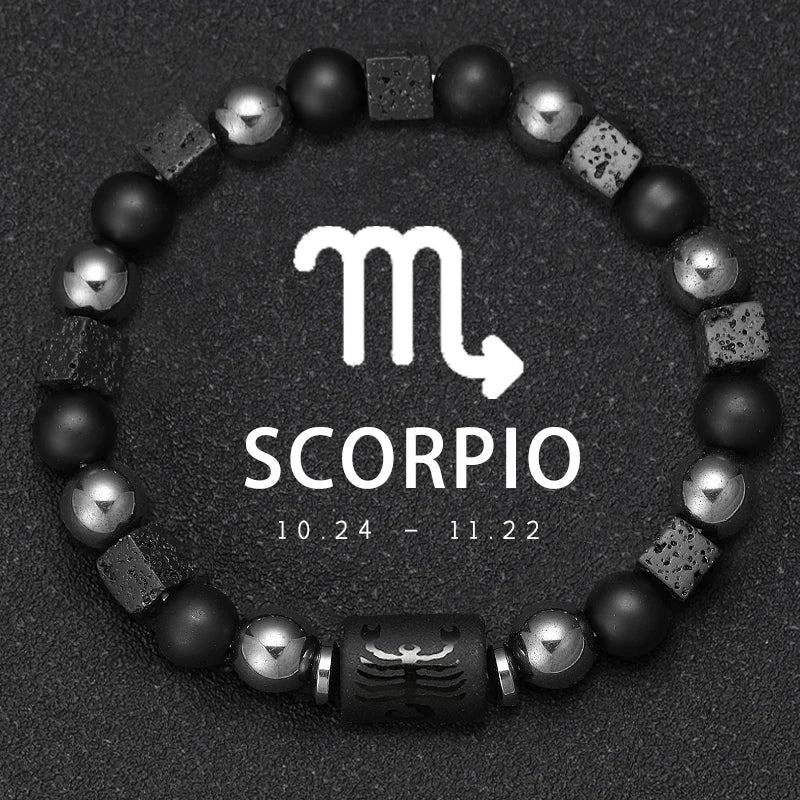 12 Zodiac Natural Stone Beaded Bracelet