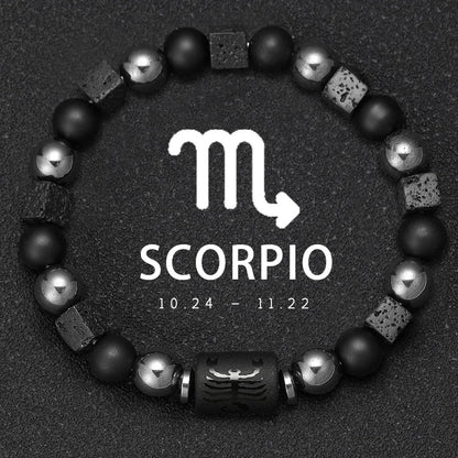 12 Zodiac Natural Stone Beaded Bracelet