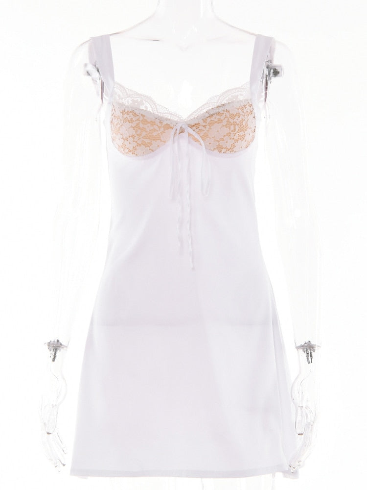 Lace Cupped Satin Mini Dress