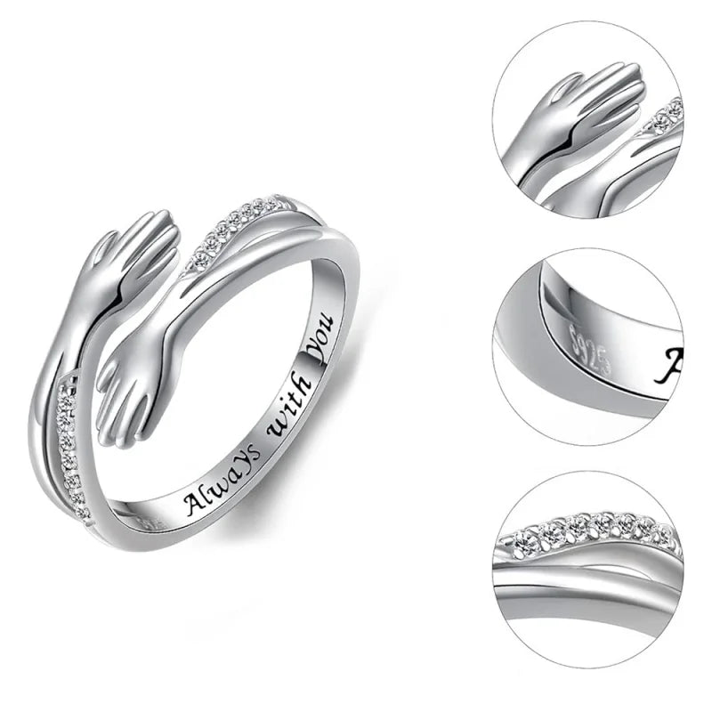 Delicate Adjustable 925 Sterling Silver Ring with Cubic Zirconia