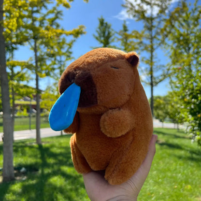 Cute 21cm Capybara Plush Toy - Fluffy Beach Style Stuffed Animal Gift
