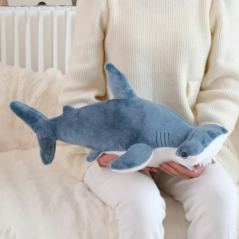 55cm Blue Shark Plush Toy - Soft Cartoon Marine Animal Hug Pillow