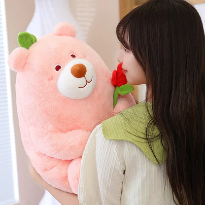 Kawaii Fat Bear Plush Toy Teddy Bear with Rose