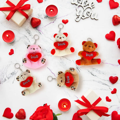 Valentine Small Plush Bear with Heart Soft Stuffed Toy