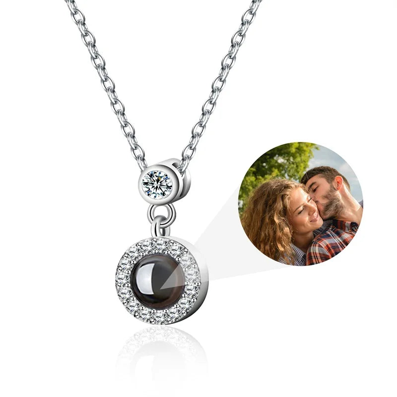 Personalized Heart Photo Projection Necklace with 100 Languages