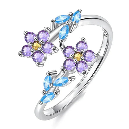 Delicate Adjustable 925 Sterling Silver Ring with Cubic Zirconia