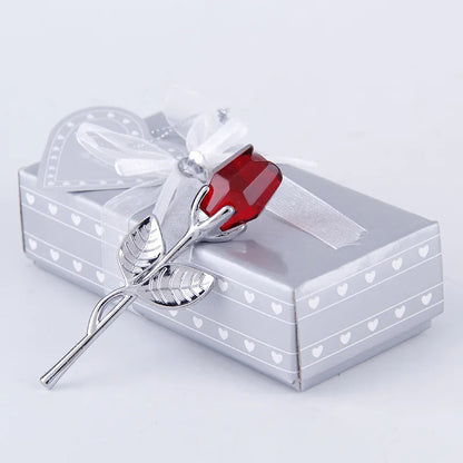 Crystal Glass Rose Ornament in Gift Box