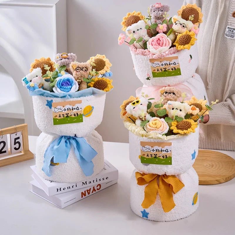 Handmade Crochet Rose and Sunflower Bouquet for Special Occasions