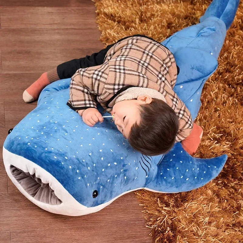 Cartoon Blue Shark Plush Toy - Soft Big Fish Pillow for Kids' Gifts