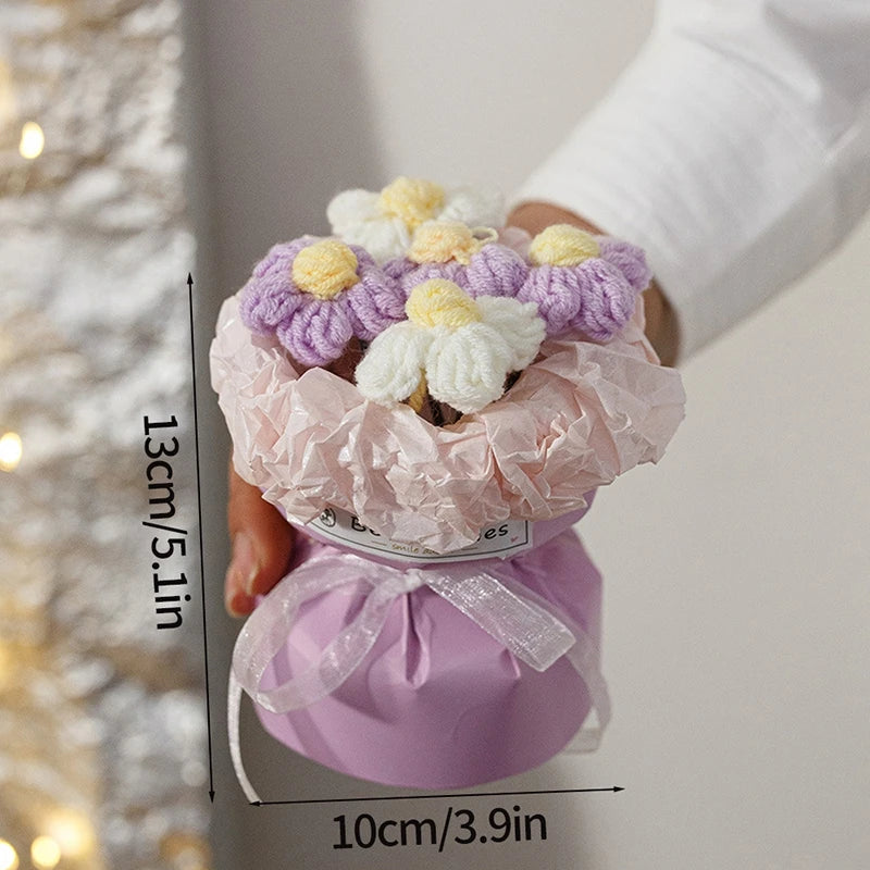 Hand-Woven Rose Flower Bouquet Artificial Flowers for Birthday and Valentine's Day