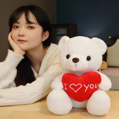 28CM Teddy Bear Plush Toy Holding Heart I Love You