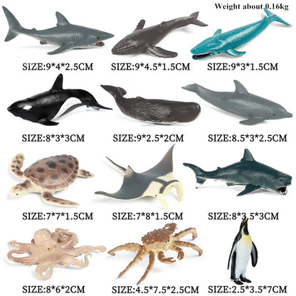 Montessori Miniature Lion Shark Horse Dinosaur Animals Model Set Action Figures