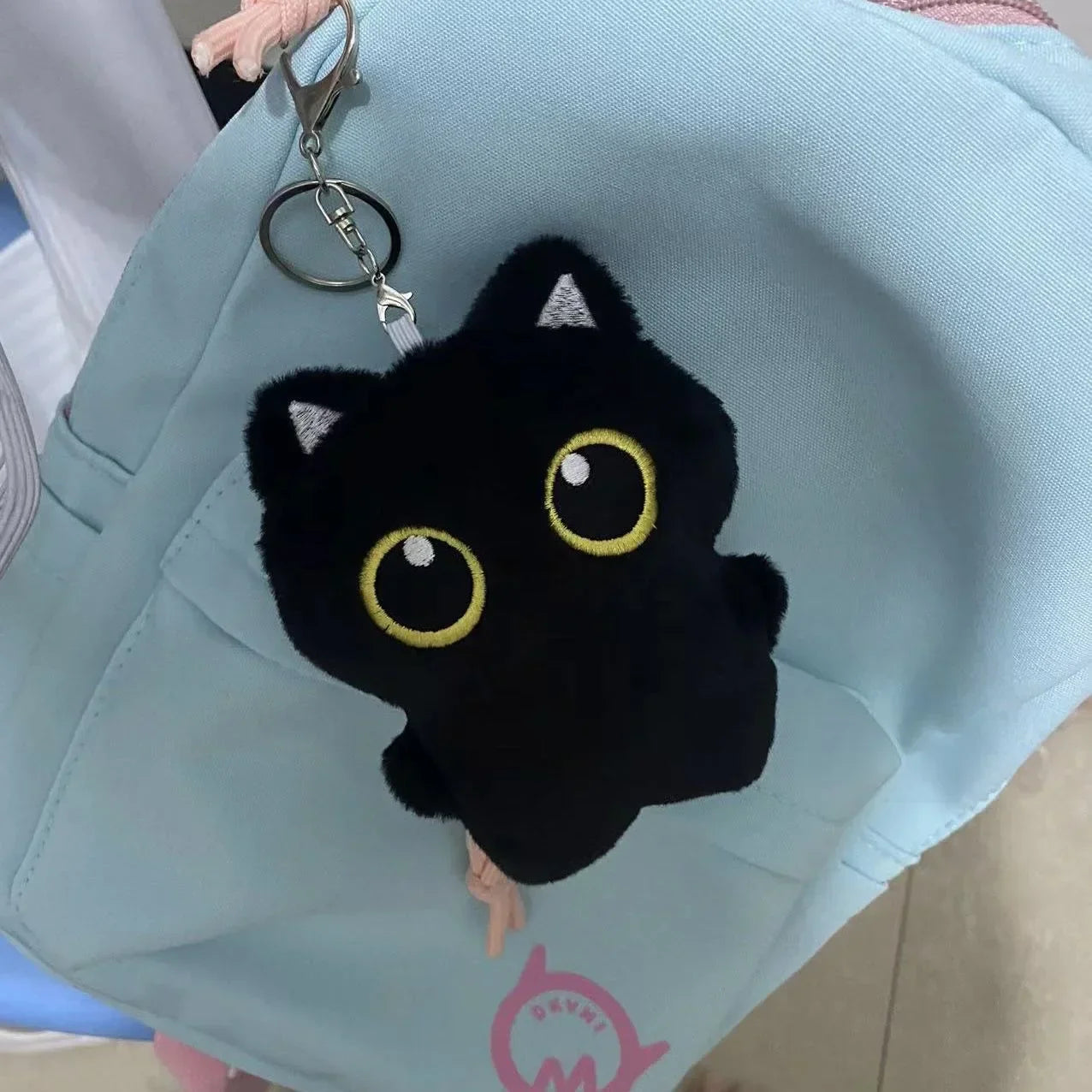 Cute 10cm Black Cat Plush Toy - Cuddly Pendant for Kids' Gifts