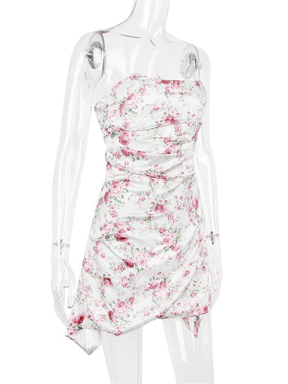 Satin Draped Tube Mini Dress