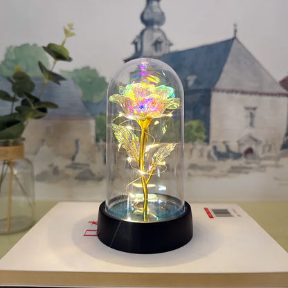 Eternal Rose Lamp LED Artificial Silk Flower Creative Gift for Valentine's Day and Mother's Day